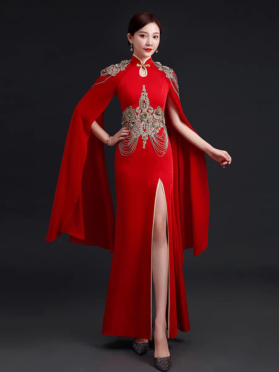 Thumbnail: 11390 Chinese-style Banquet Gown  Style: Mermaid Tail with High Slit for Fashion