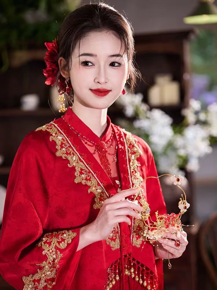 77024 Style Xiuhe Wedding Dress, Modern Chinese Qipao Set for Brides, Petite-Fri