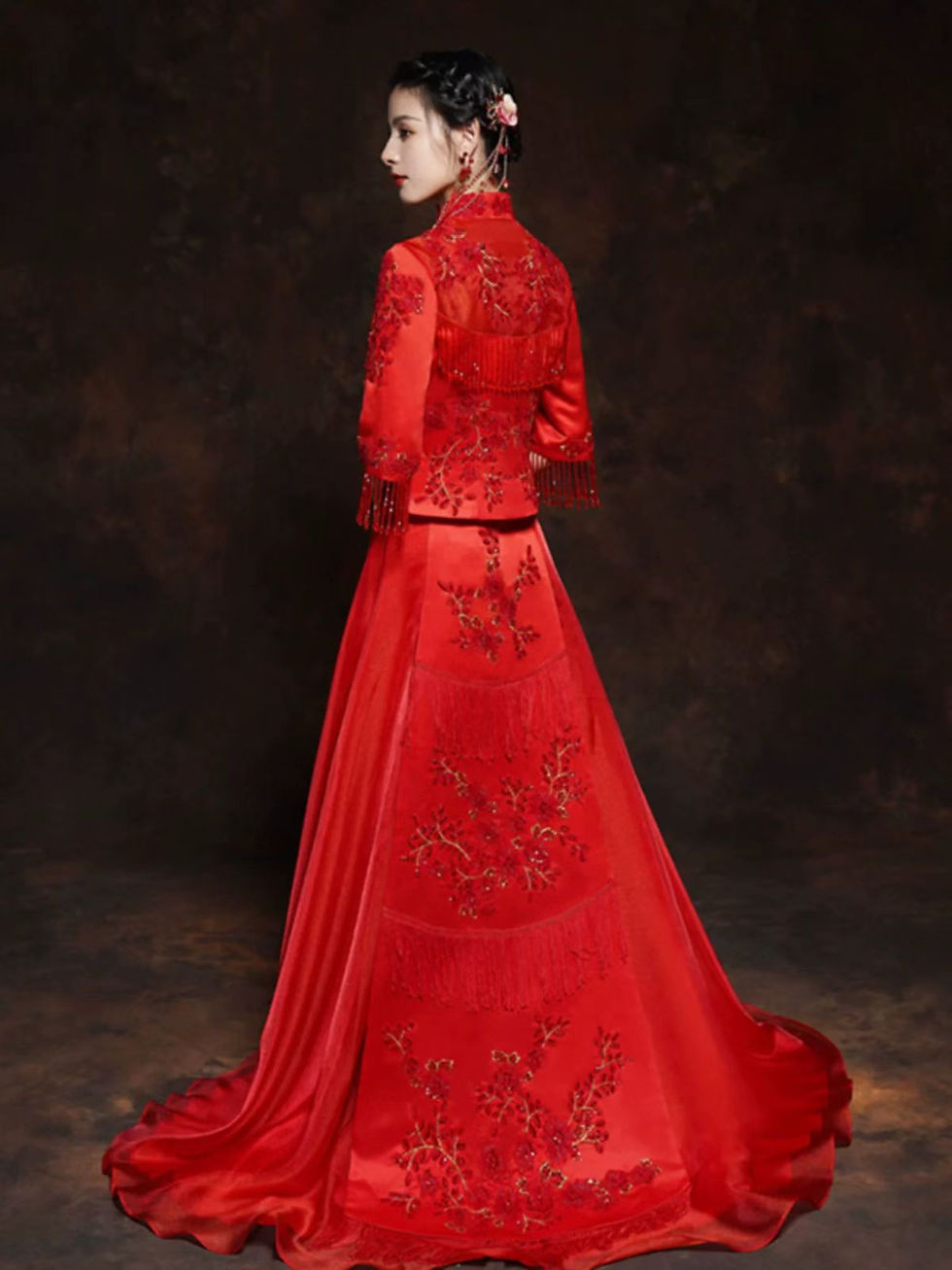 Thumbnail: 88024 Xihefu Wedding Dress Summer Thin Style  Design Train Chinese Bride Gown, E