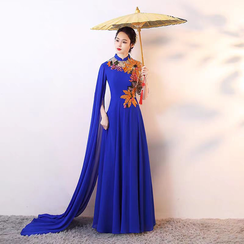 Thumbnail: 11331Red Song Choir Performance Dress – Chinese Style Slim-Fit Long Gown for Guz