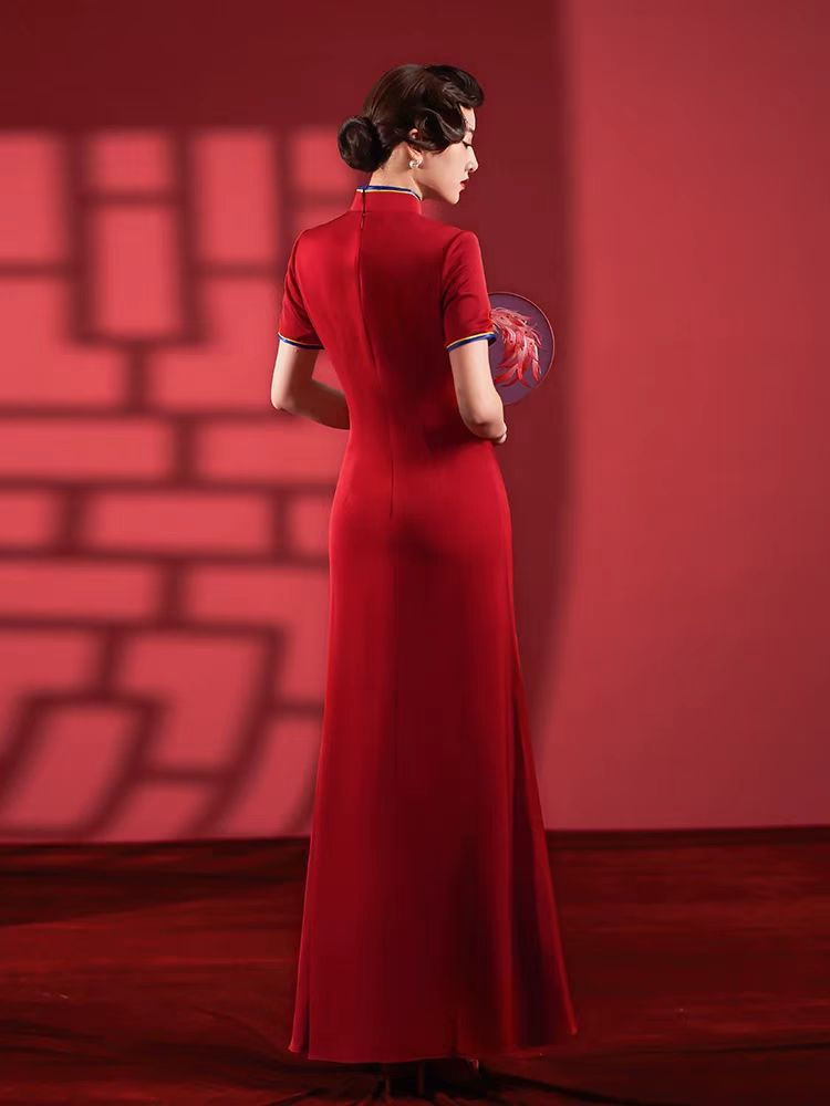 Thumbnail: 88029 Qipao Cheongsam Reception Dress for Bride | Heavy Embroidery Retro Chinese
