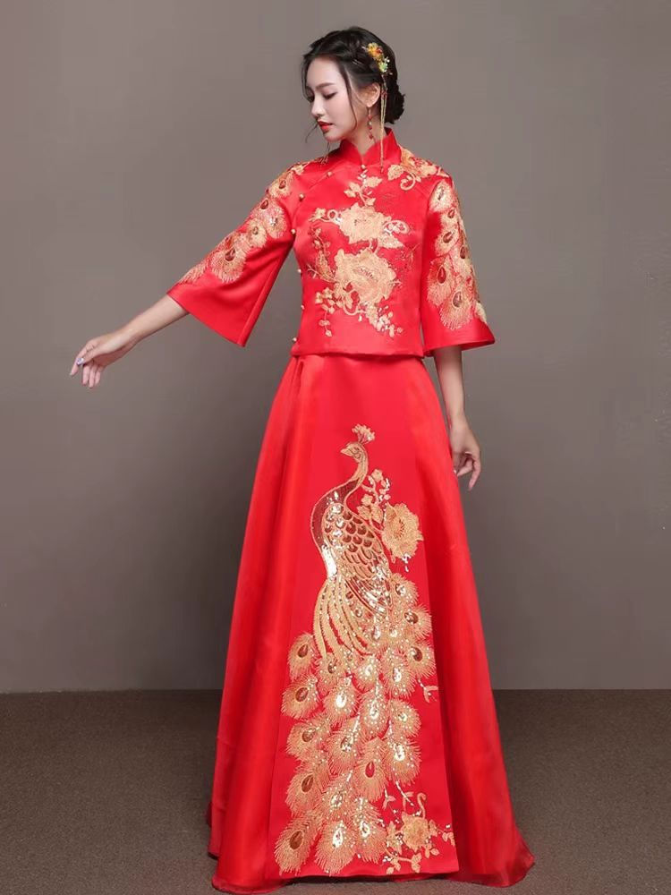 Thumbnail: 88040 Xiuhe Suit & Dragon Phoenix Kwa  Collection: Chinese Wedd Phoenix Crown an