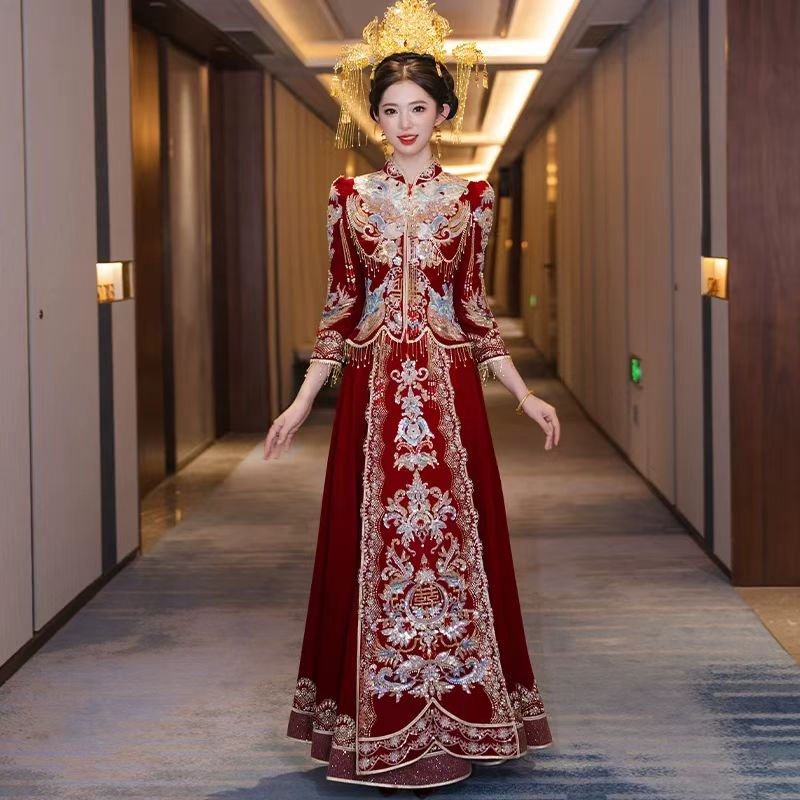 Thumbnail: 55018 Xiuhua Dress  Style, Neo-Chinese Bride's Exit Ceremony & Banquet Gown, Sli