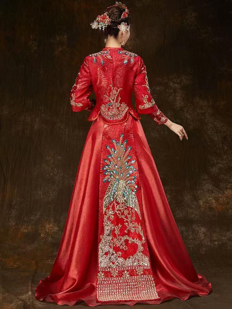 Thumbnail: 88032 Xiuhua Dress  Style V-Neck Embroidered Bride's Exit Wedding Dress, Chinese