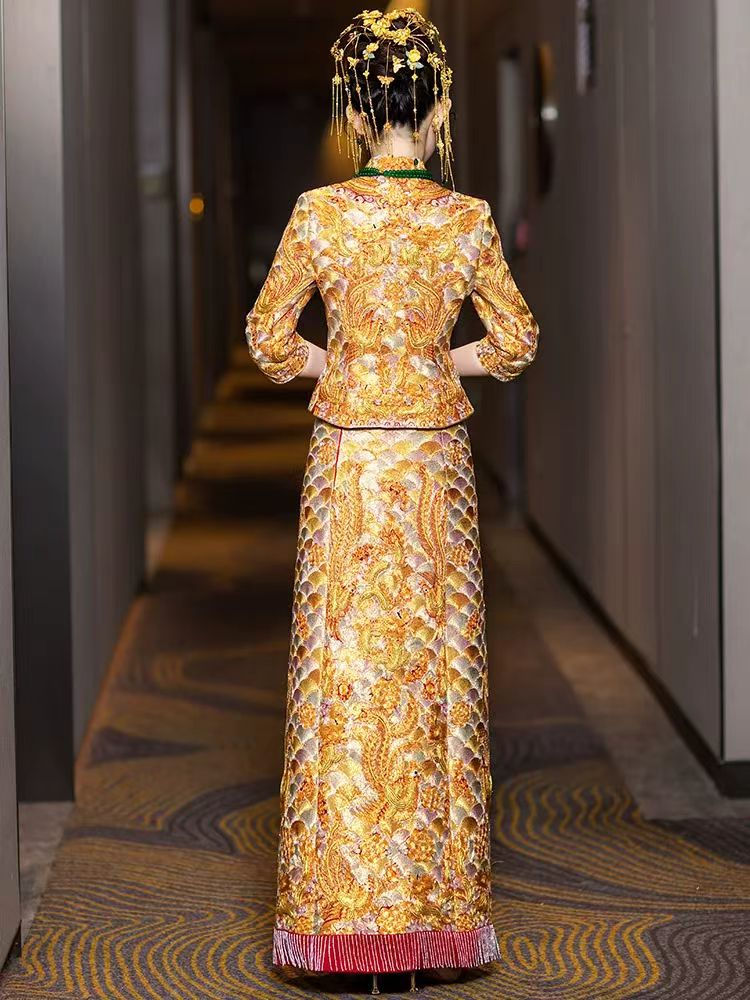 Thumbnail: 77062 Luxury Embroidered Dragon & Phoenix Kwa (Longfenggua) - Heirloom Chinese B