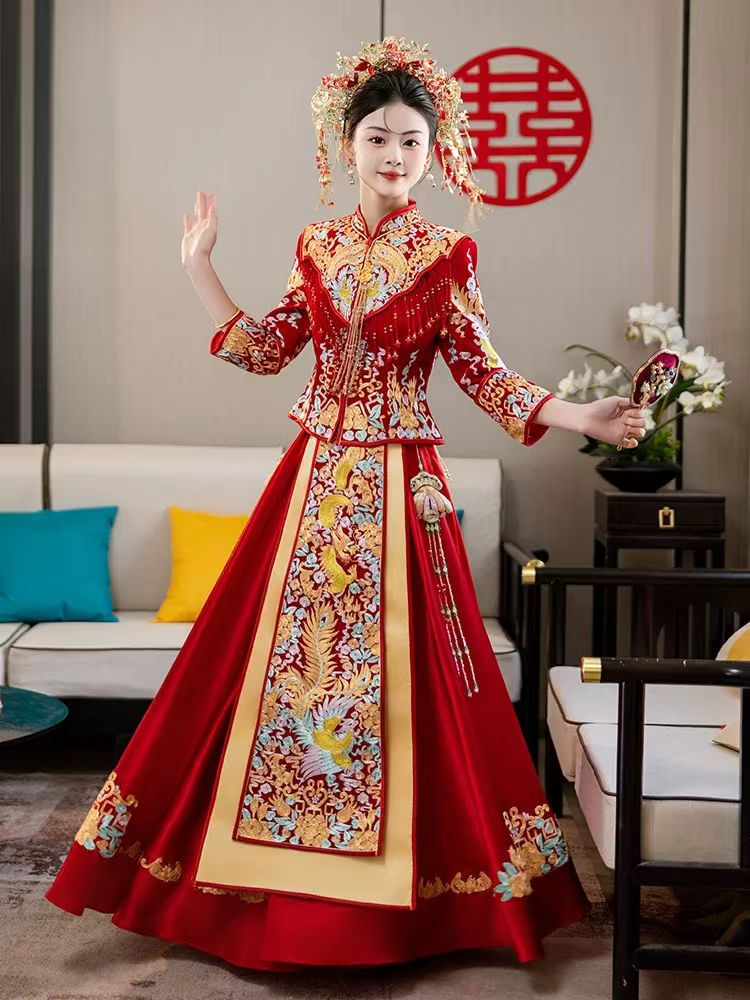 Thumbnail: 55010 Luxury Embroidered Wedding Dress  Style, Neo-Chinese Xiuhua Bridal Gown, E