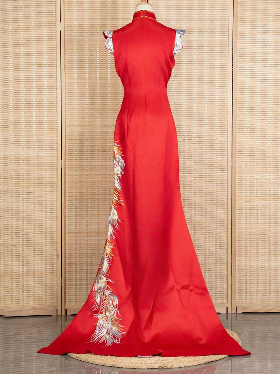 Thumbnail: 55042 Custom Mermaid Tail Bridal Toast Gown | Handmade Gold-Thread Embroidery on