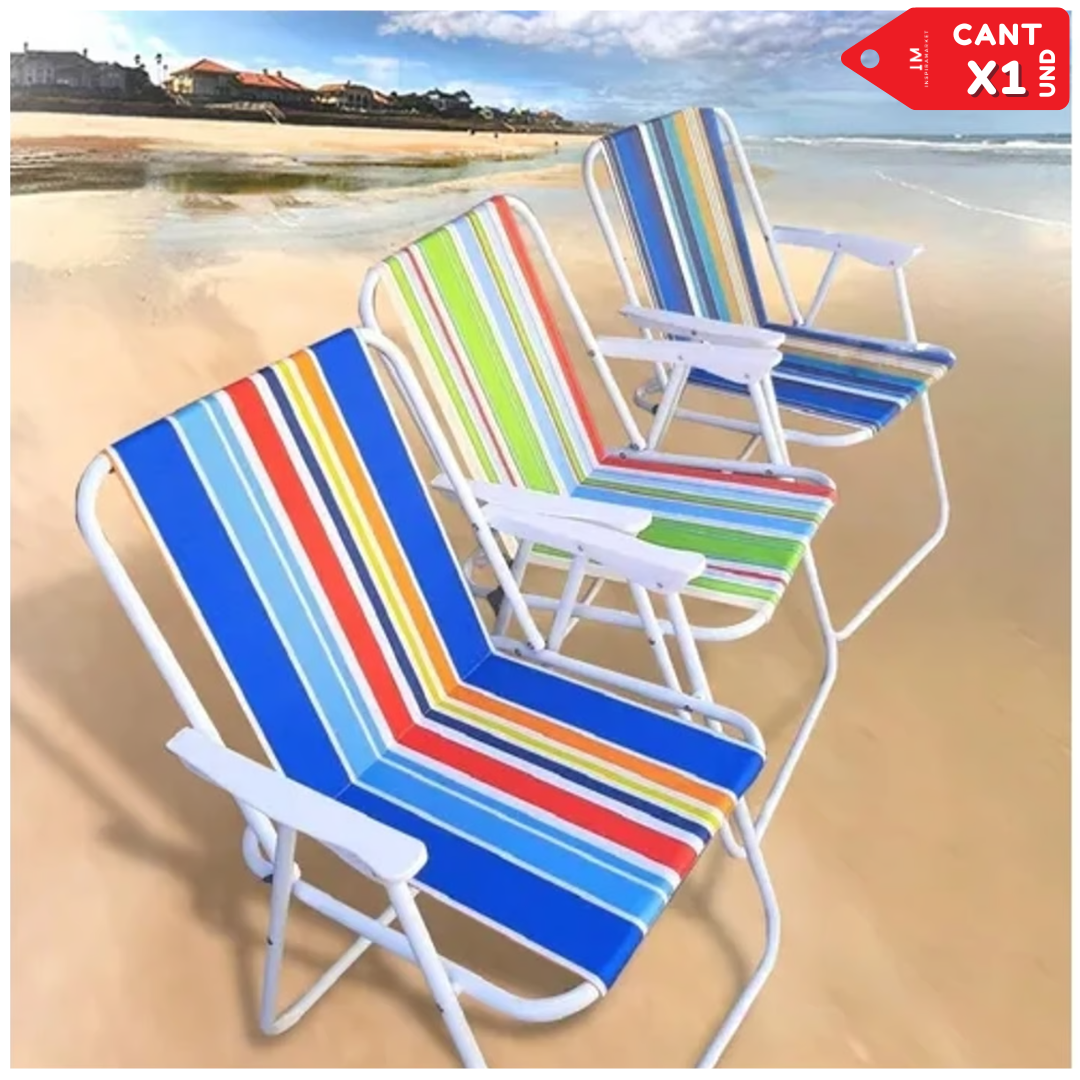 Silla de Playa Camping Terraza Plegable Multicolor