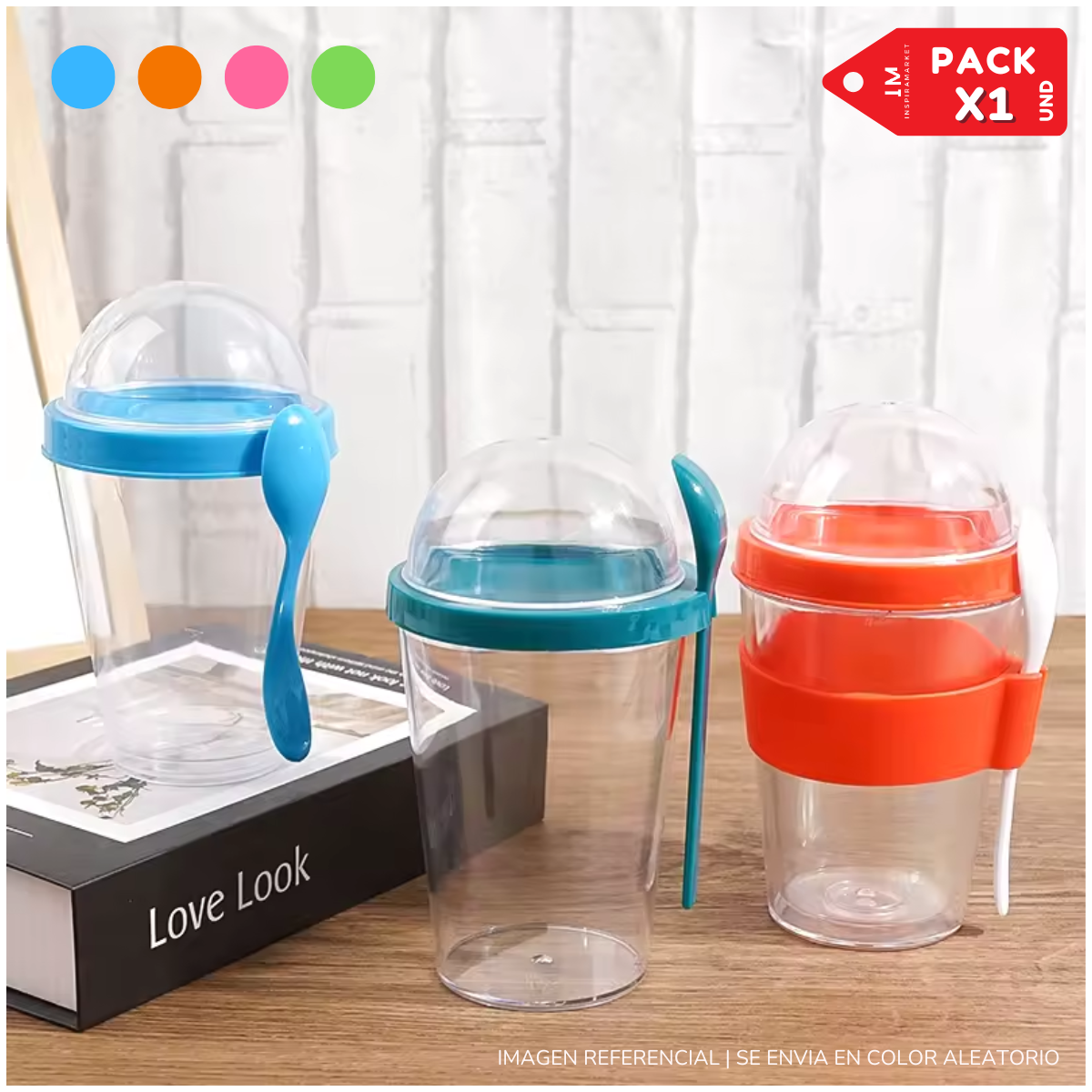 Yogurera vaso con cuchara porta yogurt y cereal