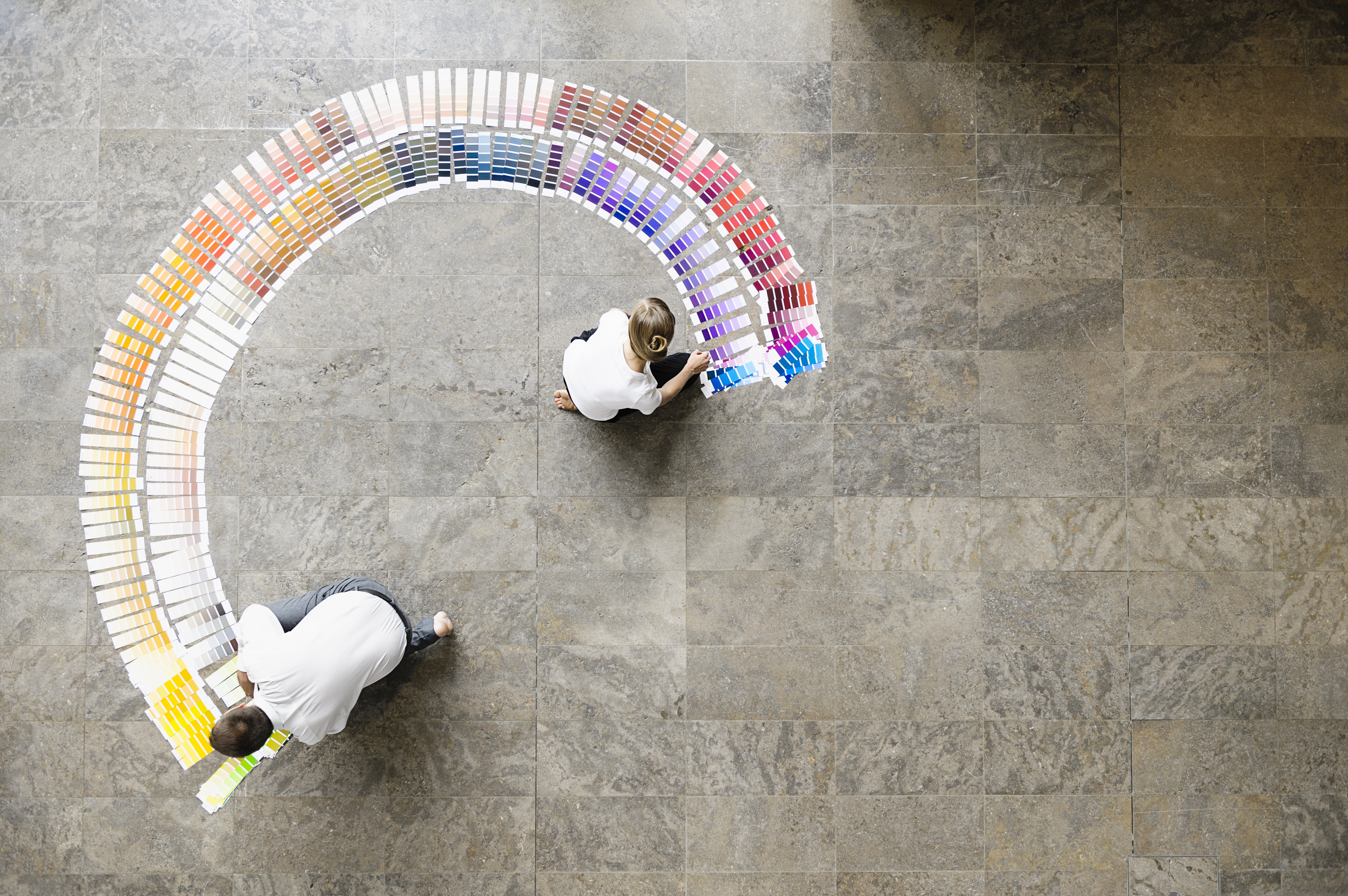 students painting