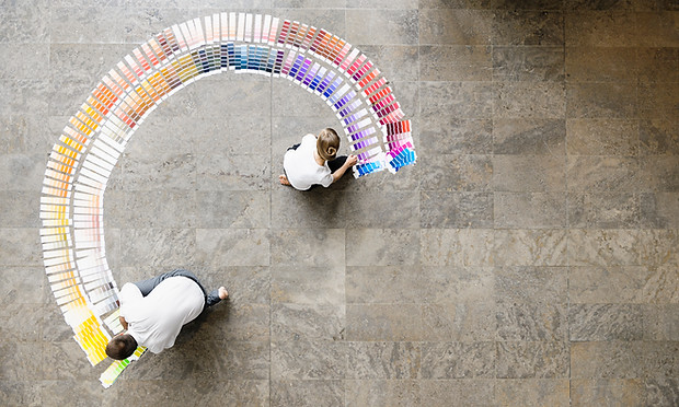 students painting