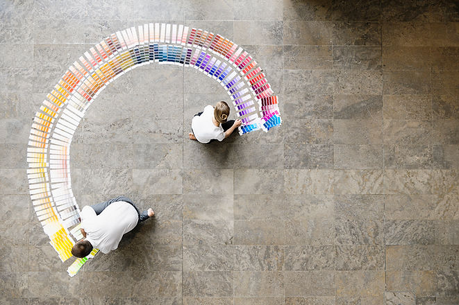 students painting
