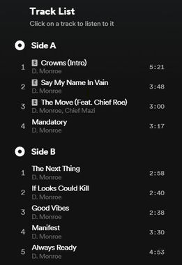 The Crowns Are For Vanity Vinyl Set 1 of 2 - Track list