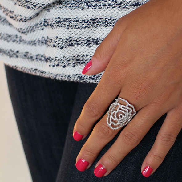 Miniature : Bague "camélia" argent
