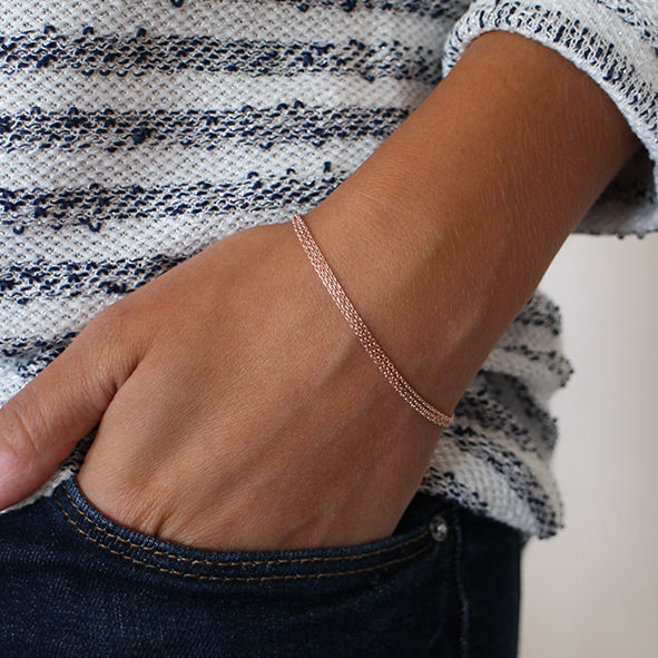 Miniature : Bracelet "trois chaînes" plaqué or rose