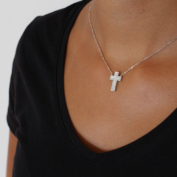 Miniature : Collier "croix nacrée"