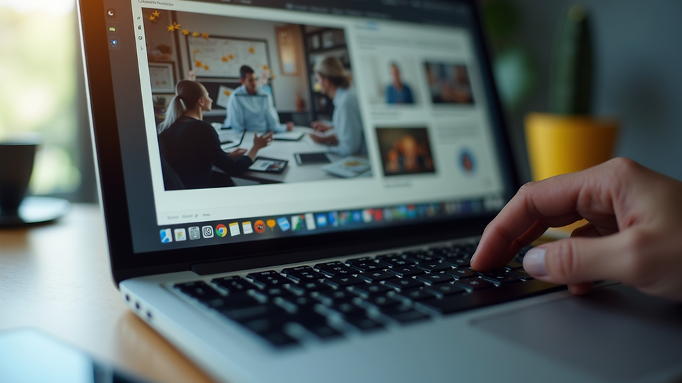 Close-up view of a laptop screen showing digital marketing content creation