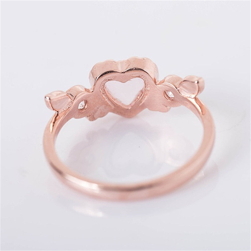 Rose Gold Heart Wing Ring with Diamonds