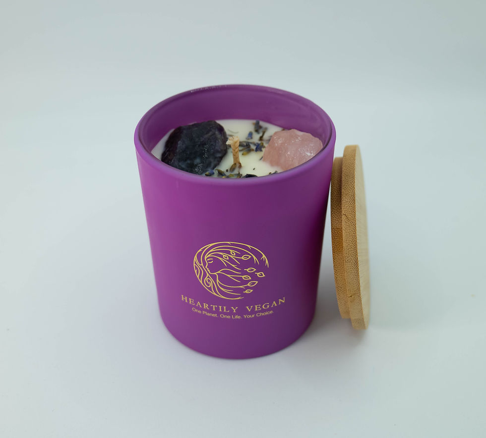 Thumbnail: Lavender Vanilla Scented Soy Wax Candle with Pink and Amethyst Quartz Cr