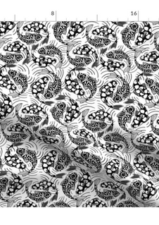 A slightly creased piece of fabric featuring the described Catfish design by lenes_linien.