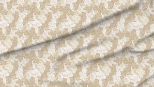A slightly creased piece of fabric featuring interlocking stone-textured organic shapes in cream and beige by lenes_linien.