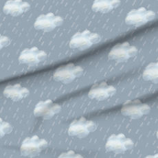 A slightly creased piece of fabric featuring a celestial clouds and rain design by lenes_linien.
