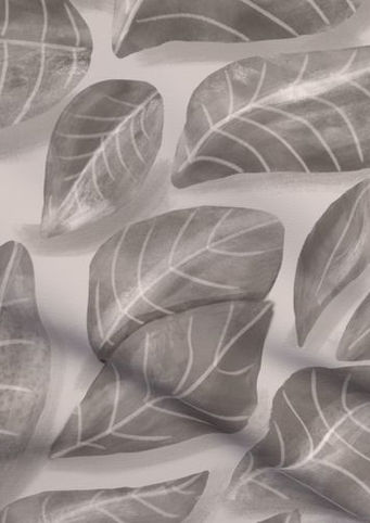 A slightly creased piece of fabric featuring a design of fallen, veined leaves hand-drawn by lenes_linien