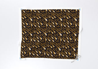 A slightly creased piece of fabric featuring a drizzly rainfall design by lenes_linien.