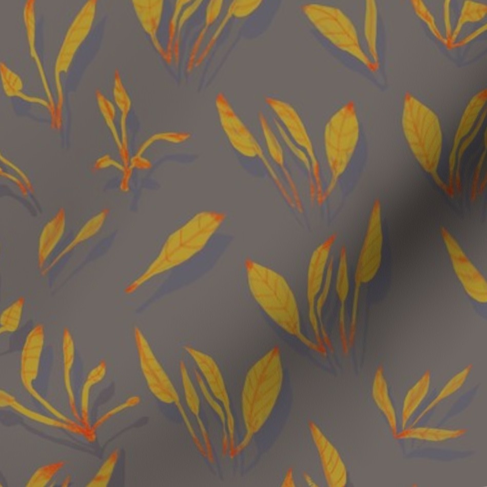 A slightly creased piece of fabric featuring leafy sprouts by lenes_linien.