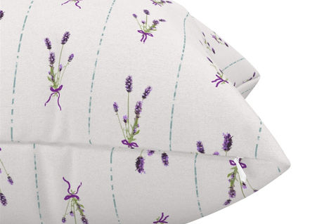 A slightly creased piece of fabric featuring a lavender bouquet design with preppy bows by lenes_linien.