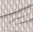 A slightly creased piece of fabric featuring vertical rows of white nautical knots and braided ropes on a muted mauve background by lenes_linien.