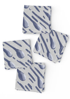 A slightly creased piece of fabric featuring a drizzly rainfall design by lenes_linien.