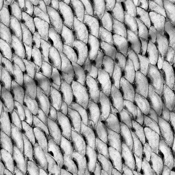 A slightly creased piece of fabric featuring the described scales design.