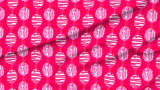 A slightly creased piece of fabric featuring boho pearl-like textured beads in electric fuchsia pink and white by lenes_linien.
