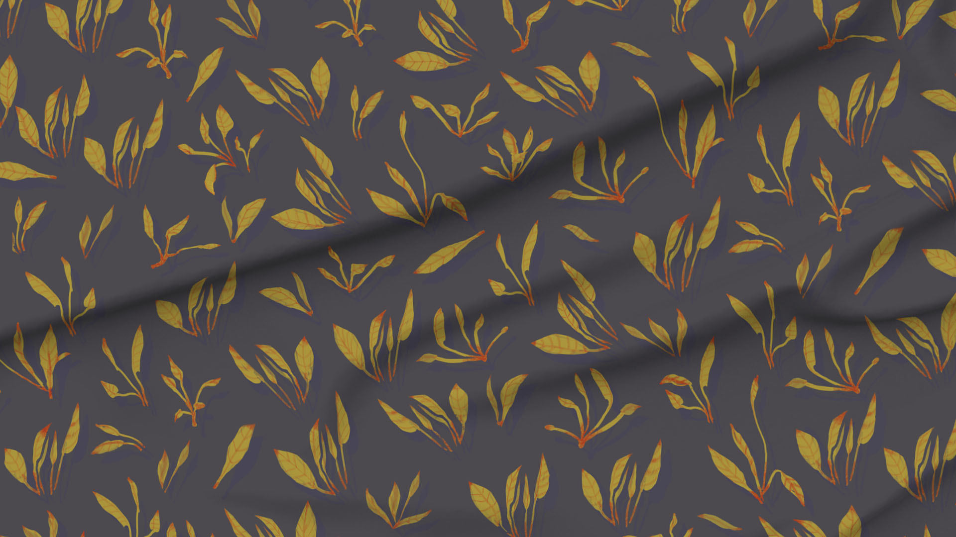 A slightly creased piece of fabric featuring scattered botanical sprigs by lenes_linien.