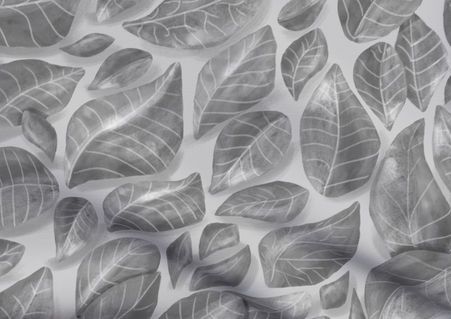 A slightly creased piece of fabric featuring a design of fallen, veined leaves hand-drawn by lenes_linien