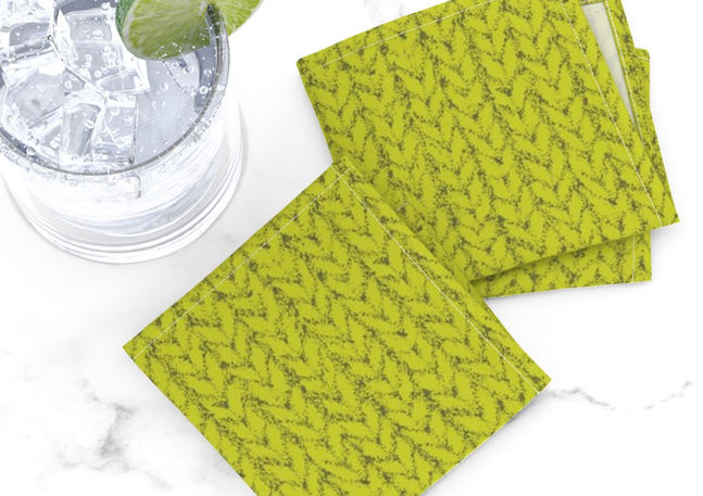 A slightly creased piece of fabric featuring a faux-knit texture with shabby chic irregular structures by lenes_linien