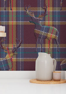 A slightly creased piece of fabric featuring a modern tartan design by lenes_linien.