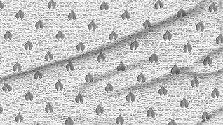 A slightly creased piece of fabric featuring falling ginkgo leaves with a distressed striped background by lenes_linien.