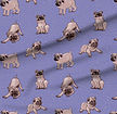 A slightly creased piece of fabric featuring hand-drawn pugs posing by lenes_linien.