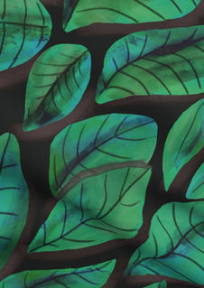 A slightly creased piece of fabric featuring a design of fallen, veined leaves hand-drawn by lenes_linien