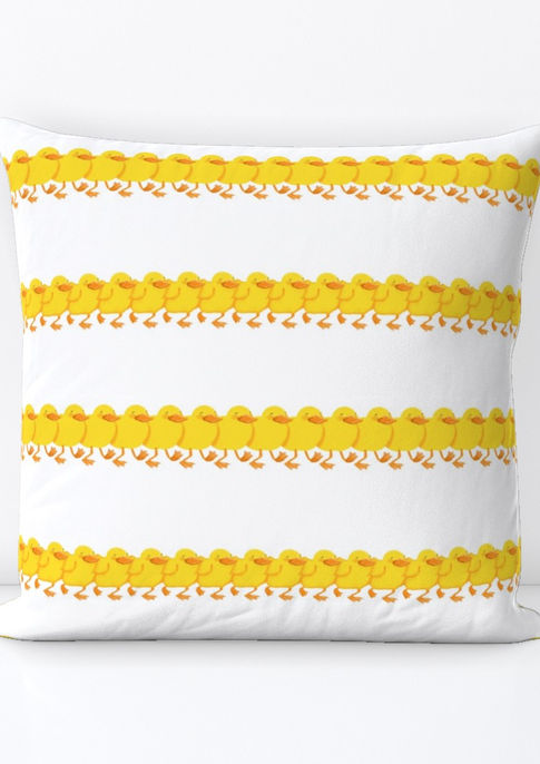 A slightly creased piece of fabric featuring a design of yellow tiny ducklings by lenes_linien