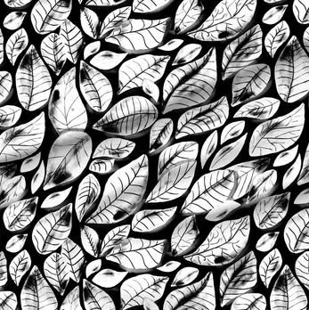 A slightly creased piece of fabric featuring a design of fallen, veined leaves hand-drawn by lenes_linien