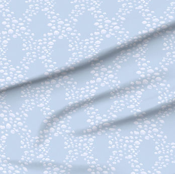 A slightly creased rectangle of fabric showing a trellis or lattice design of ogee-shaped clusters of pebbles on a unicolored background by lenes_linien.