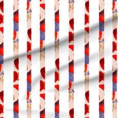 A slightly creased piece of fabric featuring vertical textured terrazzo stripes on whiteby lenes_linien.