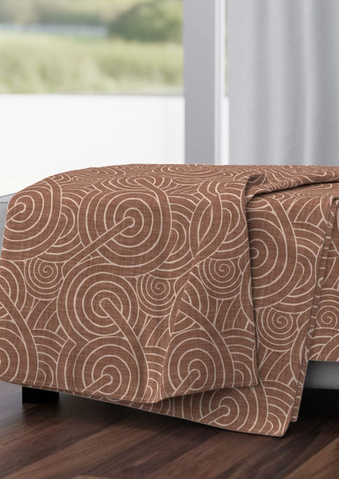 A slightly creased piece of fabric featuring a design of interlocking, sophisticated textured spirals by lenes_linien