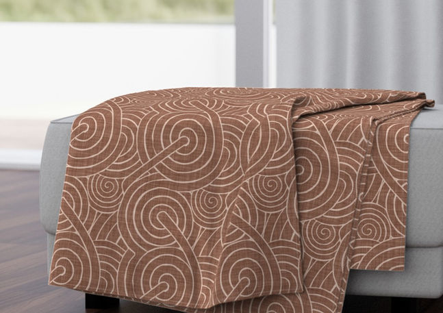 A slightly creased piece of fabric featuring a design of interlocking, sophisticated textured spirals by lenes_linien
