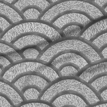A slightly creased piece of fabric featuring Seigaiha waves with a coral marble texture in grayscale by lenes_linien.