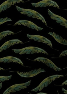 A slightly creased piece of fabric featuring the described banana leaf design by lenes_linien.