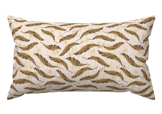 A slightly creased piece of fabric featuring the described banana leaf design by lenes_linien.